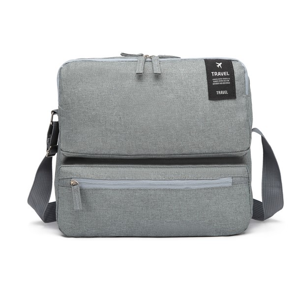 E6851 - Kono Multi Compartment Travel Shoulder Bag - Light Grey E6851 - Kono Multi Compartment Travel Shoulder Bag - Light Grey